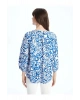 LCWAIKIKI Classic Mavi Kaçık Yaka Desenli Oversize Kadın Bluz