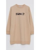 Classic Bisiklet Yaka Nakışlı Uzun Kollu Oversize Kadın Tunik