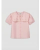 LCW Kids Pembe Nakışlı Kısa Kollu Kız Çocuk Gömlek