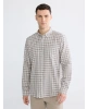 LCWAIKIKI Classic Gri Regular Fit Ekose Gabardin Erkek Gömlek
