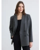 LCWAIKIKI Classic Gri Kruvaze Yaka Kadın Blazer Ceket