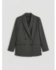 LCWAIKIKI Classic Gri Kruvaze Yaka Kadın Blazer Ceket