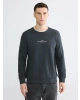 LCWAIKIKI Classic Antrasit Bisiklet Yaka Baskılı Erkek Sweatshirt