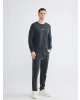 LCWAIKIKI Classic Antrasit Bisiklet Yaka Baskılı Erkek Sweatshirt