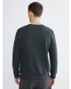 LCWAIKIKI Classic Antrasit Bisiklet Yaka Baskılı Erkek Sweatshirt