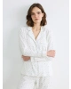 LCW DREAM Ekru Gömlek Yaka Çiçekli Kadın Pijama Takım