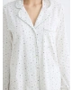 LCW DREAM Ekru Gömlek Yaka Çiçekli Kadın Pijama Takım