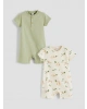 LCW baby Yeşil Baskılı Erkek Bebek Tulum 2li