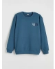 LCW Kids Mavi Erkek Çocuk Bisiklet Yaka Baskılı Sweatshirt