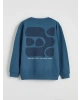 LCW Kids Mavi Erkek Çocuk Bisiklet Yaka Baskılı Sweatshirt