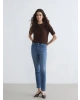 LCWAIKIKI Classic Indigo Beli Lastikli Slim Mom Kadın Jean Pantolon
