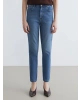 LCWAIKIKI Classic Indigo Beli Lastikli Slim Mom Kadın Jean Pantolon