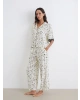 LCW DREAM Ekru Gömlek Yaka Baskılı Kadın Pijama Takım