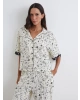 LCW DREAM Ekru Gömlek Yaka Baskılı Kadın Pijama Takım