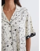 LCW DREAM Ekru Gömlek Yaka Baskılı Kadın Pijama Takım