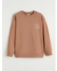 LCW Kids Kahverengi Yazı Baskılı Erkek Çocuk Sweatshirt