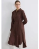 LCWAIKIKI Classic Kahverengi Dokulu Oversize Kadın Gömlek Tunik