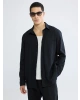 XSIDE Siyah Regular Fit Erkek Keten Görünümlü Gömlek