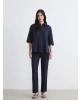 LCW Comfort Lacivert Beli Lastikli Dokulu Kadın Pantolon