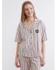 LCW Young Pembe Gömlek Yaka Çizgili Kadın Pijama Takım
