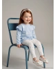 LCW baby Mavi Çiçek Nakışlı Kız Bebek Bluz Ve Tayt