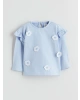 LCW baby Mavi Çiçek Nakışlı Kız Bebek Bluz Ve Tayt