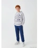 LCW Kids Gri Erkek Çocuk Kapüşonlu Baskılı Eşofman Takımı