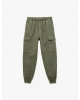 Beli Bağcıklı Kargo Cep Detaylı Pamuklu Rahat Kesim Gabardin Jogger Pantolon