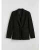 LCWAIKIKI Classic Siyah Beli Kuşaklı Kadın Blazer Ceket