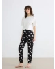 LCW DREAM Siyah Kalp Desenli Kadın Jogger Pijama Alt