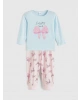 LCW Kids Mavi Kurdele Baskılı Kız Çocuk Pijama Takım