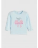 LCW Kids Mavi Kurdele Baskılı Kız Çocuk Pijama Takım