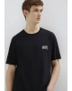 Mavi Logo Baskılı Siyah Tişört