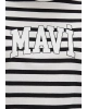 Mavi Logo Baskılı Siyah Çizgili Tişört
