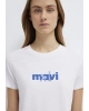 Mavi Kedi Baskılı Beyaz Tişört