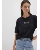 Mavi Logo Baskılı Siyah Tişört