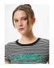 Koton Baskılı Crop Tişört Kısa Kollu Bisiklet Yaka Slim Fit Ribanalı