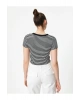 Koton Baskılı Crop Tişört Kısa Kollu Bisiklet Yaka Slim Fit Ribanalı