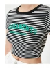 Koton Baskılı Crop Tişört Kısa Kollu Bisiklet Yaka Slim Fit Ribanalı