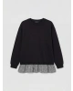 LCW Modest Siyah Bisiklet Yaka Ekose Kadın Sweatshirt Tunik