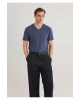 Mavi Stretch V Yaka Basic Tişört Fitted / Vücuda Oturan Kesim