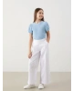 LCW Kids Mavi Bisiklet Yaka Dokulu Kız Çocuk Tişört