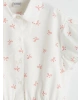LCW Kids Ekru Fiyonk Baskılı Kız Çocuk Crop Gömlek