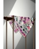 Vissona %100 Twill İpek Bahar Çiçekleri Desenli Lila - Su Yeşili Renkli 90x90 Eşarp Kenar Dikiş Şekli El Dik