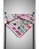 Vissona %100 Twill İpek Bahar Çiçekleri Desenli Lila - Su Yeşili Renkli 90x90 Eşarp Kenar Dikiş Şekli El Dik