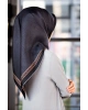 %100 Twill Barok Desenli Siyah Renkli 90x90 Eşarp Dikim Şekli: El Dikişi