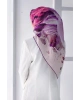 Vissona %100 Twill İpek Fırça Darbesi Desenli Mor - Pembe Renkli 90x90 Eşarp Dikim Şekli : El Dikişi