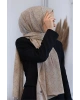 Vissona LÜKS MEDİNE İPEĞİ V DESENLİ BEJ RENKLİ 75X195 KIRIŞMAZ ŞAL MOSS KREP DİKİŞ TİPİ İTALYAN DİKİŞLİ