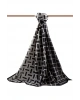Vissona LÜKS MEDİNE İPEĞİ KARELİ DESENLİ GRİ RENKLİ 75X195 KIRIŞMAZ ŞAL MOSS KREP DİKİŞ TİPİ İTALYAN DİKİŞL