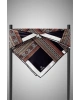 Vissona %100 Twill İpek Etnik Desenli Siyah - Taba Renkli 90x90 Eşarp Dikim Şekli : El Dikişi
